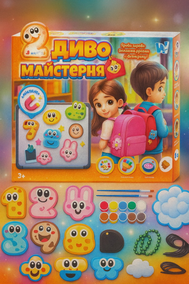 Магнітні брелки "Диво майстерня" 38118  "WToys", шнурок, основи, фарби, пензлики, палітра, в кор