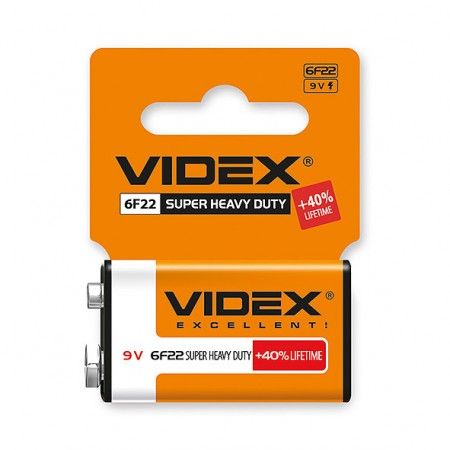 Батарейка Videx 6F22/9V (Крона) 1pcs SHRINK