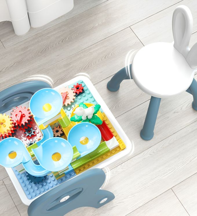 Стіл-трансформер з конструктором Terrio “Bunny” Синьо-білий