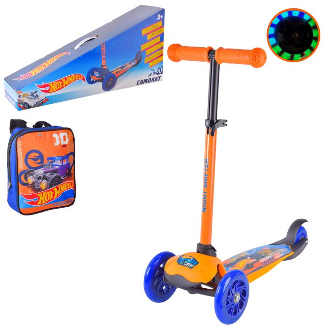 Самокат дитяч. 3-х кол. LS2212 Hot Wheels, складаний, PU світло
