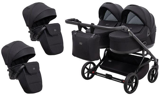 Коляска 2 в 1 для двійні Adamex Leo Duo Tip TK-53 чорний