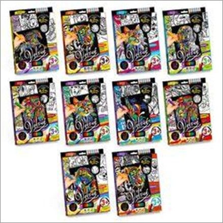 Оксамитова розмальовка фломастерами "VELVET" VLV-01-01,02,03 ... 10 (20) 8 видів "Danko Toys", ОП