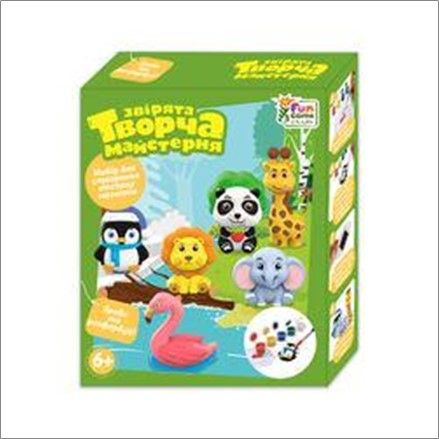гр Творча майстерня 44184  "4FUN Game Club", "Звірята", фарби, форми, гіпс,  в коробці