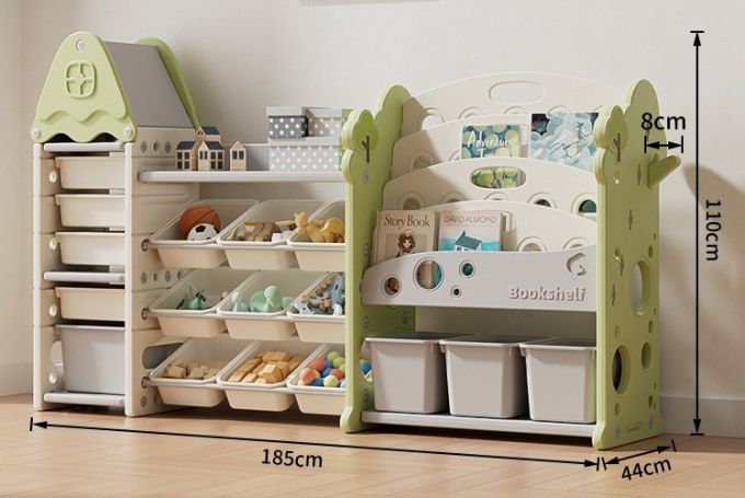 Стелаж з контейнерами + книжкова полиця 3в1 “Tree Maxi” Салатовий