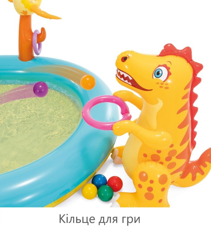 Дитячий надувний басейн "Dinoland" з гіркою та фонтанчиком Intex 57135
