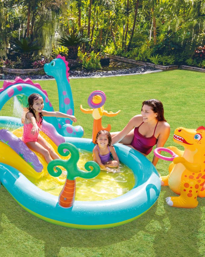Дитячий надувний басейн "Dinoland" з гіркою та фонтанчиком Intex 57135
