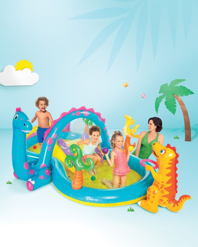 Дитячий надувний басейн "Dinoland" з гіркою та фонтанчиком Intex 57135