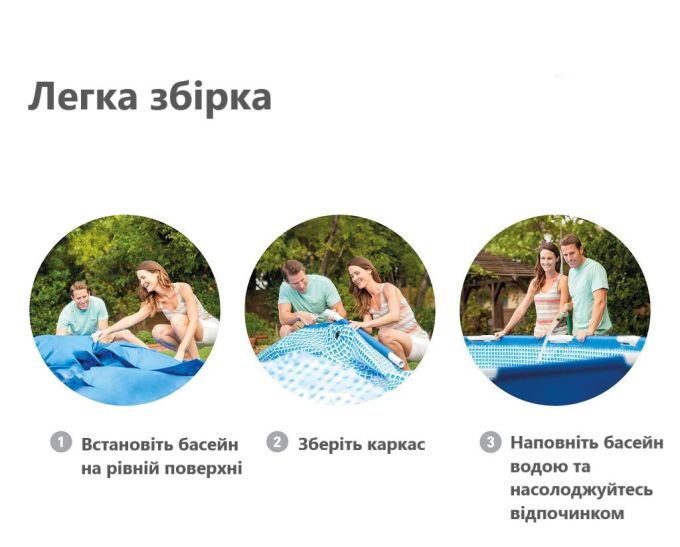 Каркасний басейн Intex 28202 (76*305 см. об'єм: 4485 л. картриджний фільтр-насос 1250 л/год)
