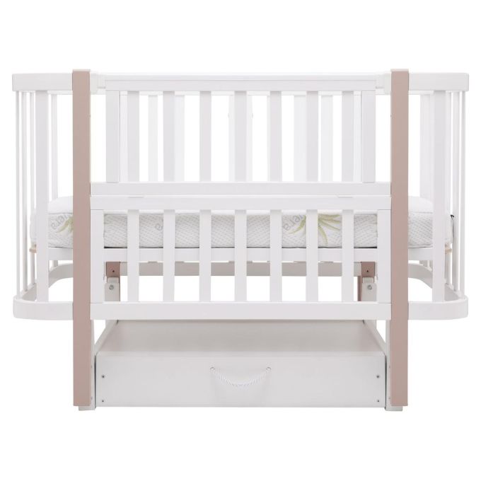 Ліжко Babyroom Місяць LU-3 маятник, шухляда білий / капучино