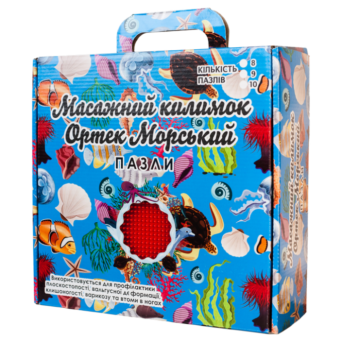 Килимок масажний "Пазли Морський" 8 елементів 27x28 см
