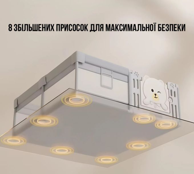 Дитячий манеж Terrio Dragon XL 180х200 см Сірий з пластиковими дверима, двома ручками і 60 різнокольоровими м'ячами