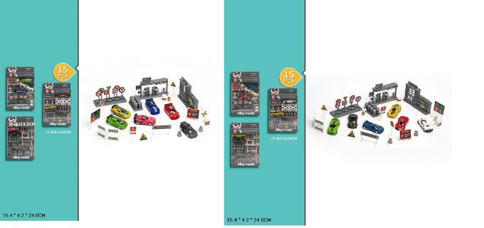 Набір транспорту метал  2127/2127A, 15 ел. в наборі, короб. 15,4*4,2*24см