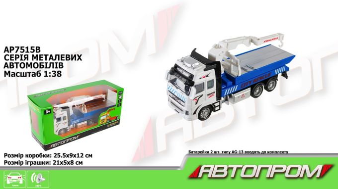 Машина мет. АВТОПРОМ арт. AP7515B (48шт/2)  1:38, евакуатор, батар., світ.,звук, короб.25,5 * 12 * 9см