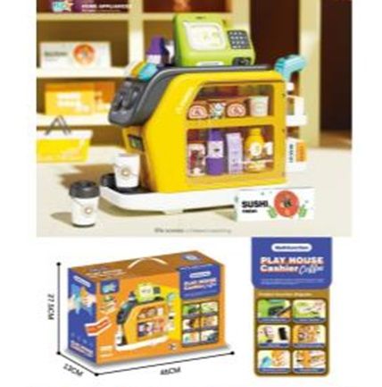 Супермаркет арт. GJJ-H-92 (24шт/2) батар. каса, продукти, аксес, гроші короб. 46*13*27,5 см