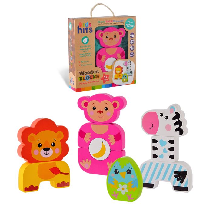 Дерев'яна іграшка Kids hits арт. KH20/005 (24шт) кубики 10 деталей 4 персонажі кор. 21,4*21,9*5,5 см