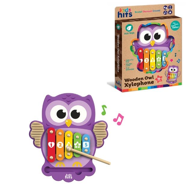Дерев'яна іграшка Kids hits арт. KH20/019 (14шт) сова дерев. ксилофон кор. 23*30,5*3,4 см