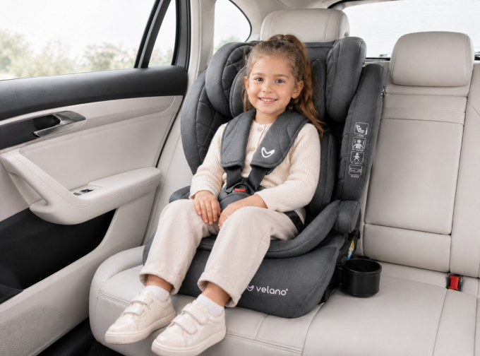 Автокрісло VELANO Flexo i-Size 76–150 см, ISOFIX + Top Tether/ремінь, grey